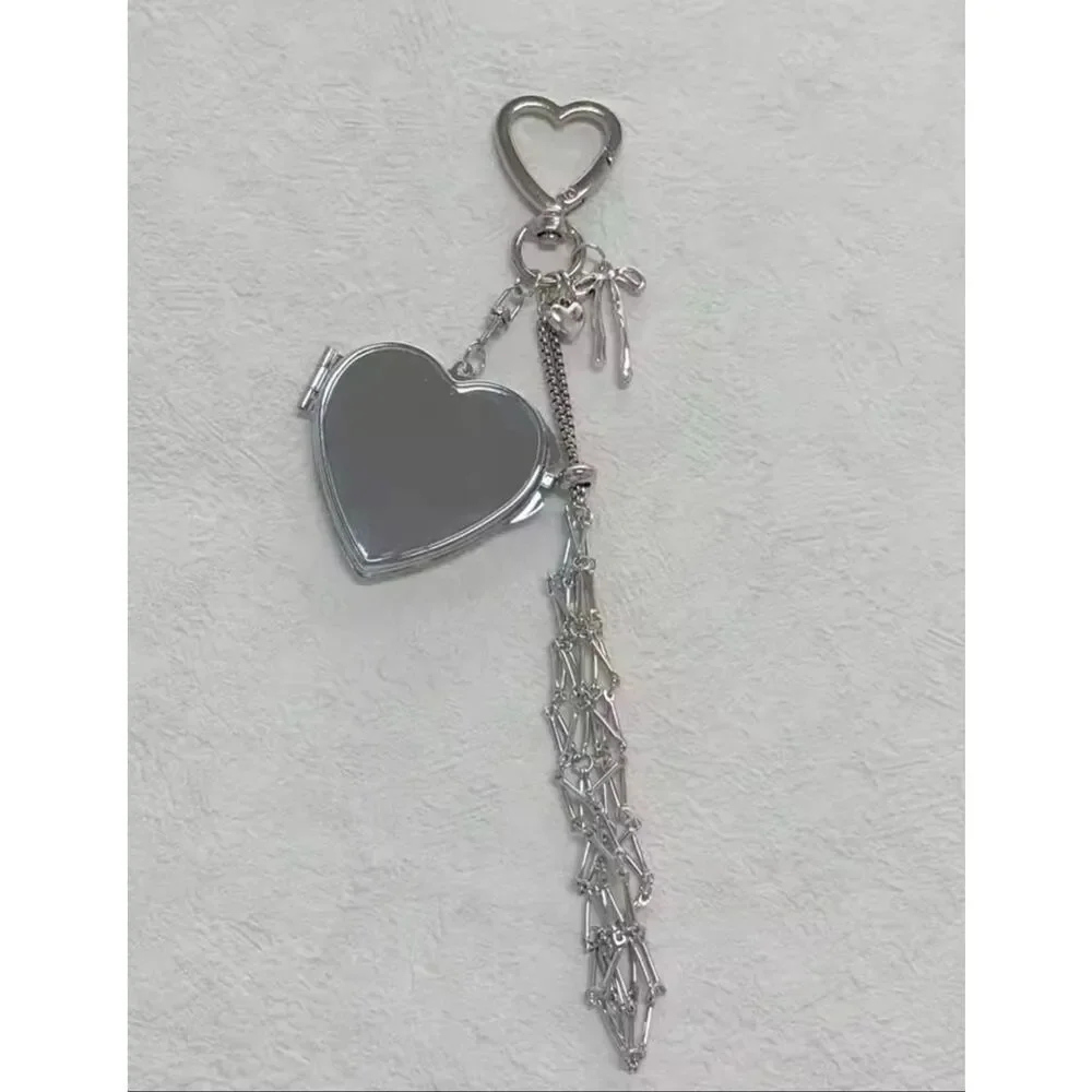 Zara Portable Metal Lipstick Holder Mini Mirror Stylish Hanging Key Charm